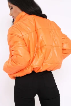 Rebellious Fashion Orange Puffer Coat - Alyssa