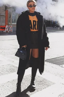 Rebellious Fashion Orange Rib Knit Paris Slogan Jumper - Khylah