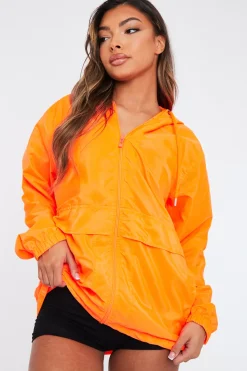 Rebellious Fashion Orange Shell Zip Up Windbreaker - Ginnie