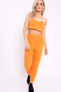 Rebellious Fashion Orange Side Sportswear Stripe Loungewear Set - Tiffie