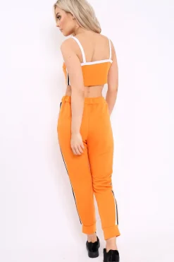 Rebellious Fashion Orange Side Sportswear Stripe Loungewear Set - Tiffie
