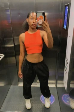 Rebellious Fashion Orange Slinky Crop Top - Jaira