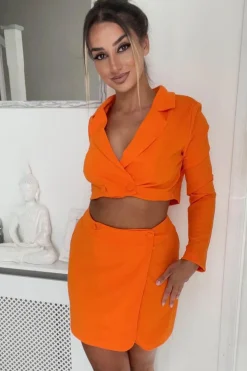 Rebellious Fashion Orange Tailored Mini Skirt - Tylah