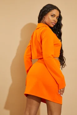 Rebellious Fashion Orange Tailored Mini Skirt - Tylah