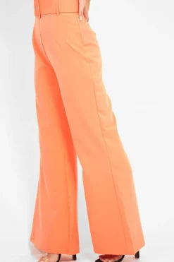 Rebellious Fashion Orange Tailored Wide Leg Belted Trousers - Chenelle