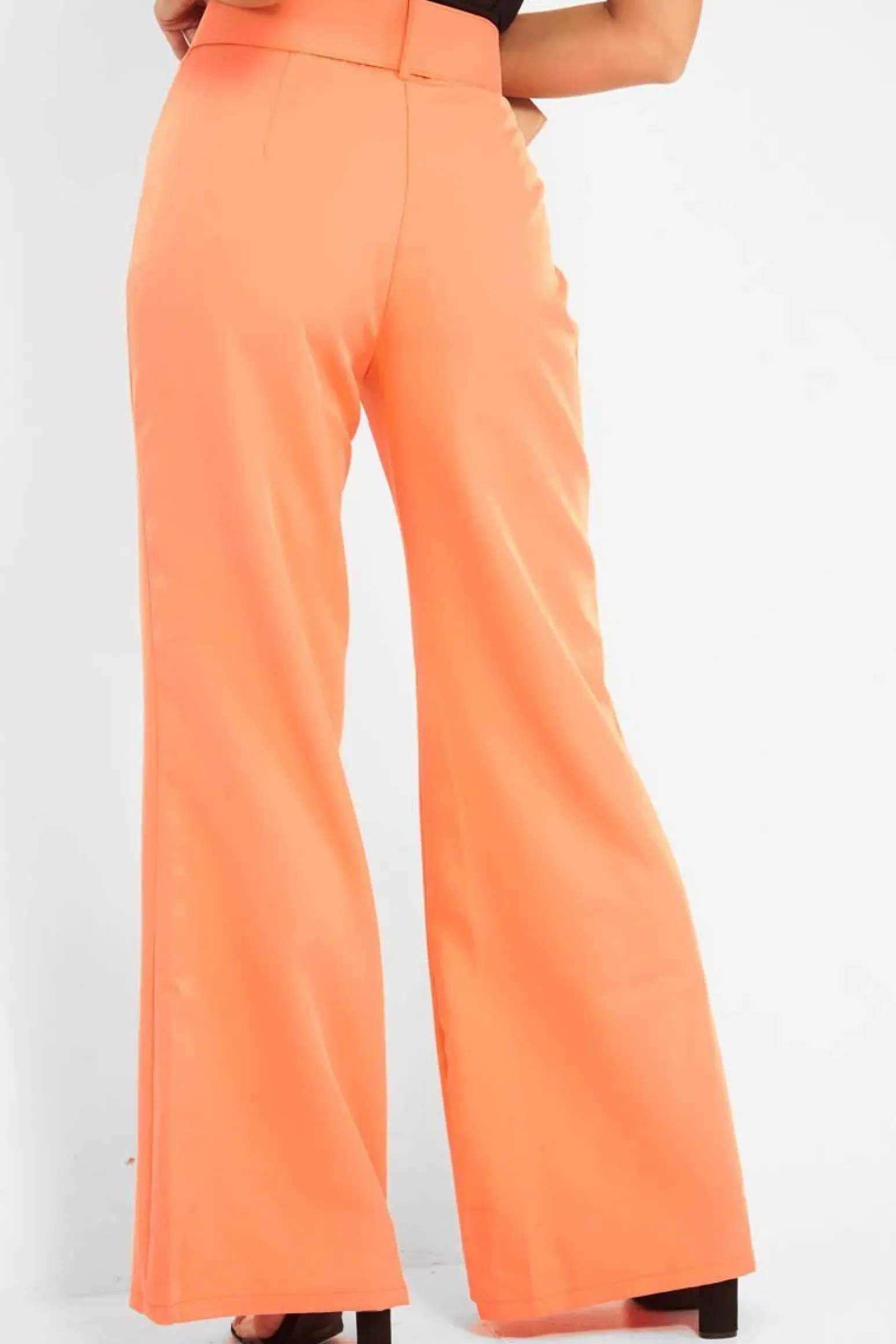 Rebellious Fashion Orange Tailored Wide Leg Belted Trousers - Chenelle