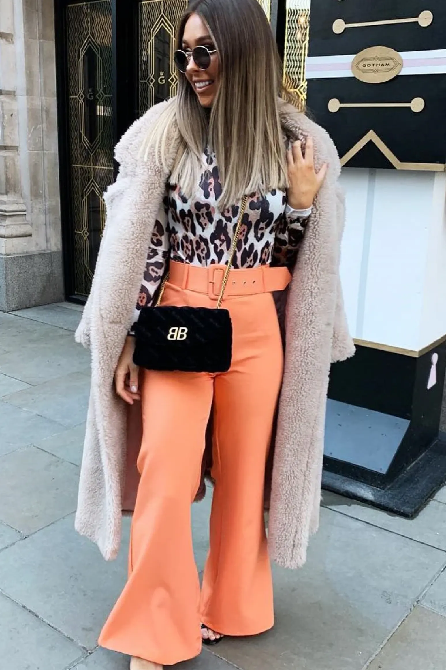 Rebellious Fashion Orange Tailored Wide Leg Belted Trousers - Chenelle