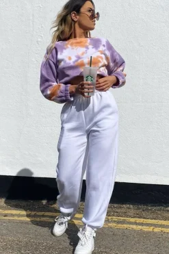 Rebellious Fashion Orange Tie Dye Gathered Waist Sweatshirt - Amirra