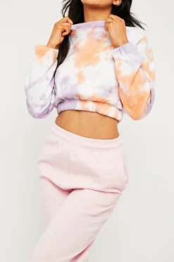 Rebellious Fashion Orange Tie Dye Gathered Waist Sweatshirt - Amirra