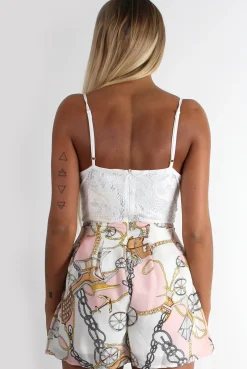 Rebellious Fashion Paige Print Bottom V Front Playsuit