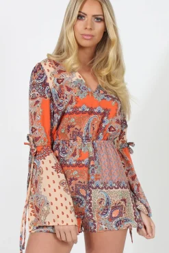Rebellious Fashion Paisley Print Playsuit - Amari