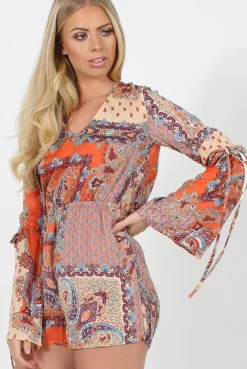 Rebellious Fashion Paisley Print Playsuit - Amari