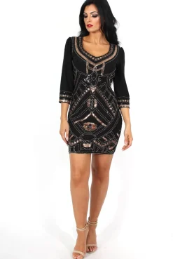 Rebellious Fashion Patricia Black V Neck Shift Dress