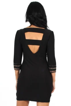 Rebellious Fashion Patricia Black V Neck Shift Dress