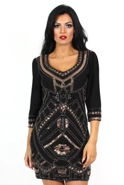 Rebellious Fashion Patricia Black V Neck Shift Dress