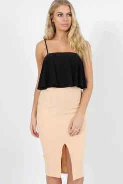 Rebellious Fashion Peach High Waisted Midi Skirt - Bobbie
