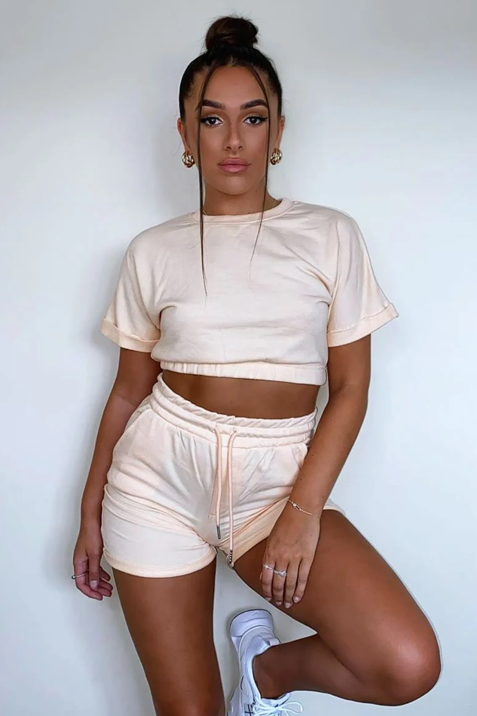 Rebellious Fashion Peach Sweat Top Shorts Loungewear Co-ord - Indee