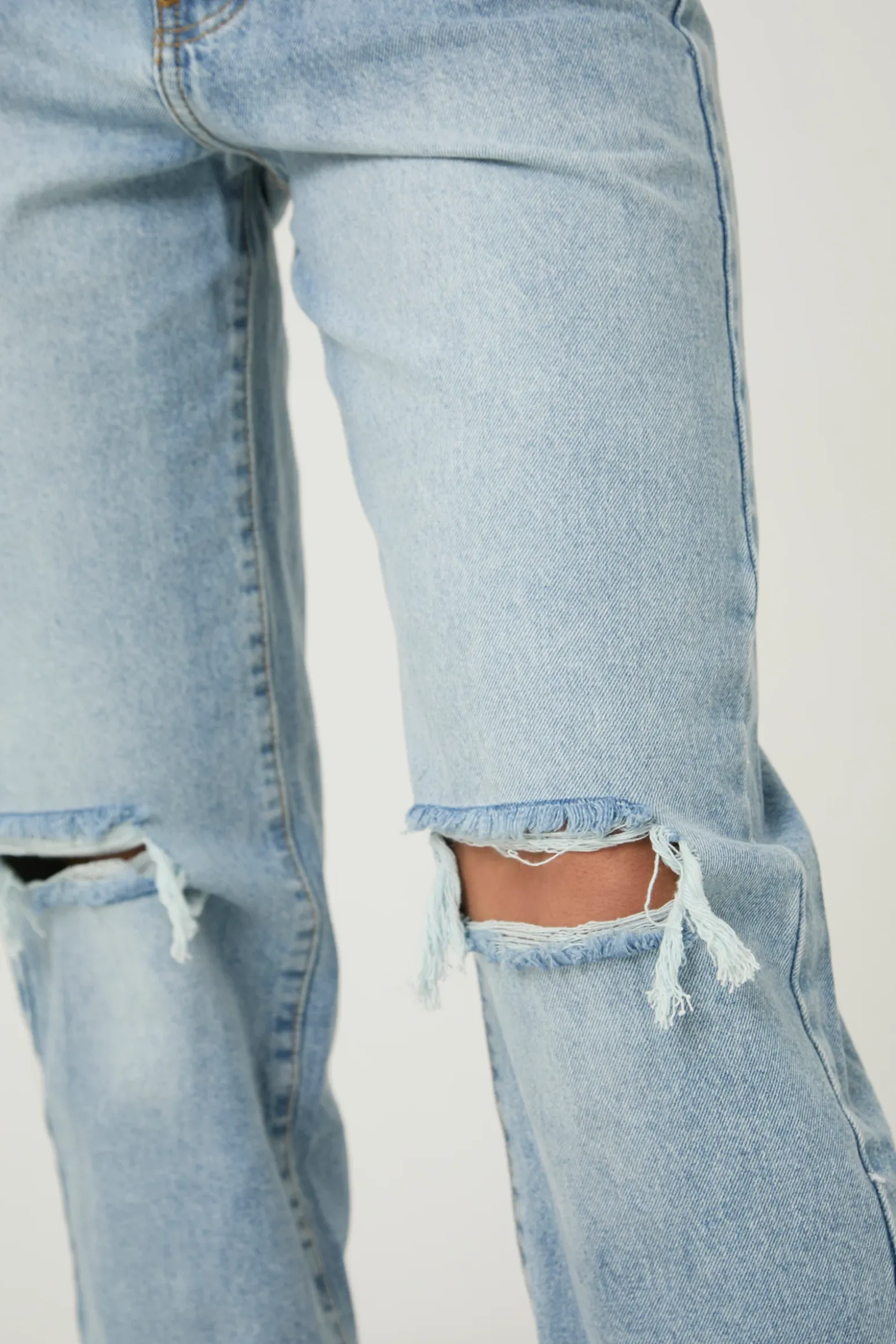 Rebellious Fashion Petite Blue Denim Distressed Knee Jeans - Ivelisse