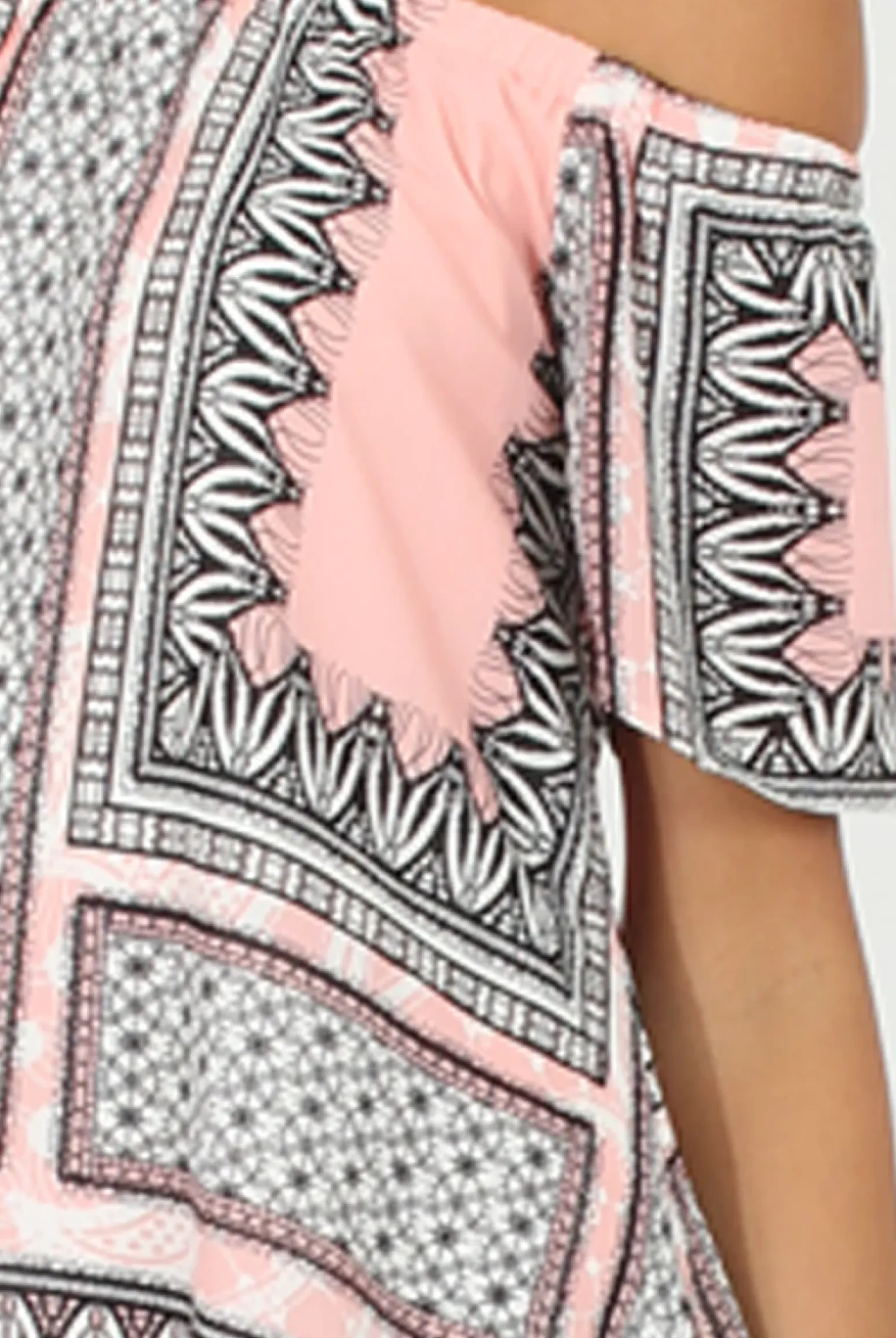 Rebellious Fashion Pink & Black Print Bardot Dress - July