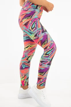 Rebellious Fashion Pink Abstract High Waist Activewear Leggings - Ryli