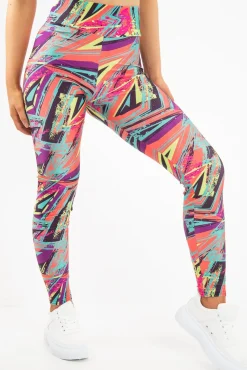 Rebellious Fashion Pink Abstract High Waist Activewear Leggings - Ryli