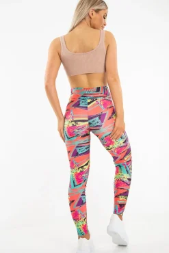 Rebellious Fashion Pink Abstract High Waist Activewear Leggings - Ryli