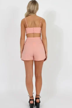 Rebellious Fashion Pink Aztec Trim Two Piece Set - Alby
