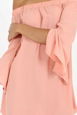 Rebellious Fashion Pink Bardot Split Sleeve Dress - Sharpay