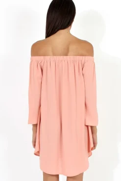 Rebellious Fashion Pink Bardot Split Sleeve Dress - Sharpay