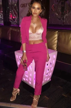 Rebellious Fashion Pink Blazer and Trousers Co-Ord - Rossie