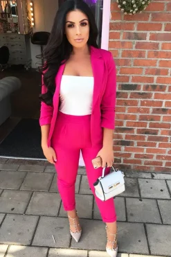 Rebellious Fashion Pink Blazer and Trousers Co-Ord - Rossie