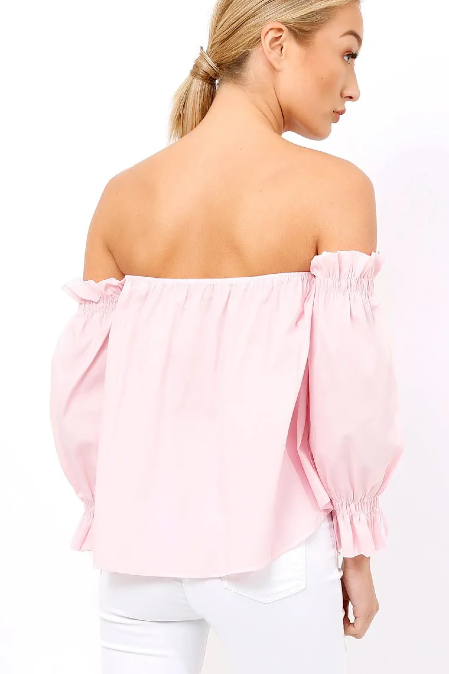 Rebellious Fashion Pink Button Up Bardot Crop Top - LuLu