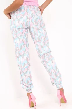 Rebellious Fashion Pink Camo Ankle Cuff Cargo Pants - Jaquie