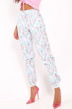 Rebellious Fashion Pink Camo Ankle Cuff Cargo Pants - Jaquie