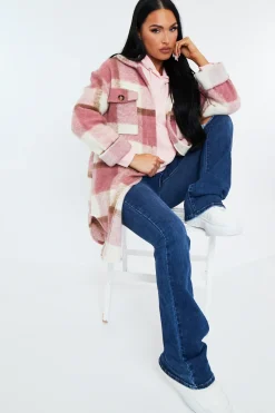 Rebellious Fashion Pink Checked Pocket Front Shacket - Dalani