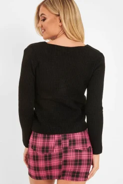 Rebellious Fashion Pink Check High Waist Mini Skirt - Lyra