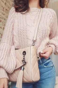 Rebellious Fashion Pink Chunky Knit Balloon Sleeve Jumper - Rielynn
