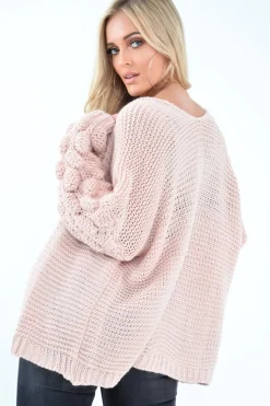 Rebellious Fashion Pink Chunky Knit Oversized Cardigan - Eaden