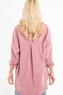 Rebellious Fashion Pink Corduroy Oversized Shirt - Ennie