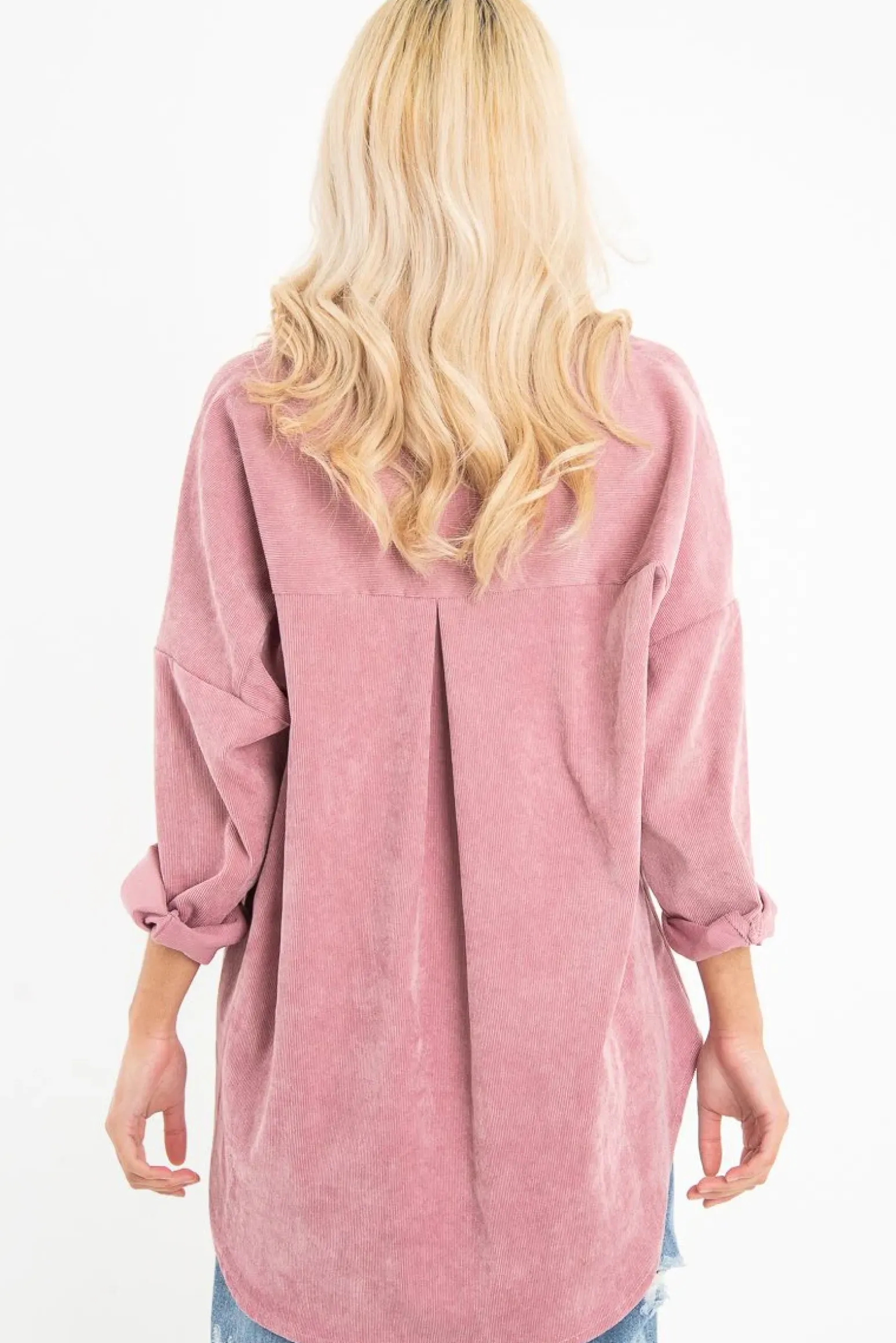 Rebellious Fashion Pink Corduroy Oversized Shirt - Ennie