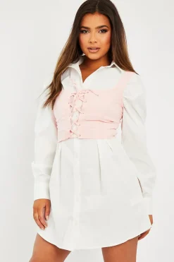 Rebellious Fashion Pink Crepe Corset Bralet Top - Judie