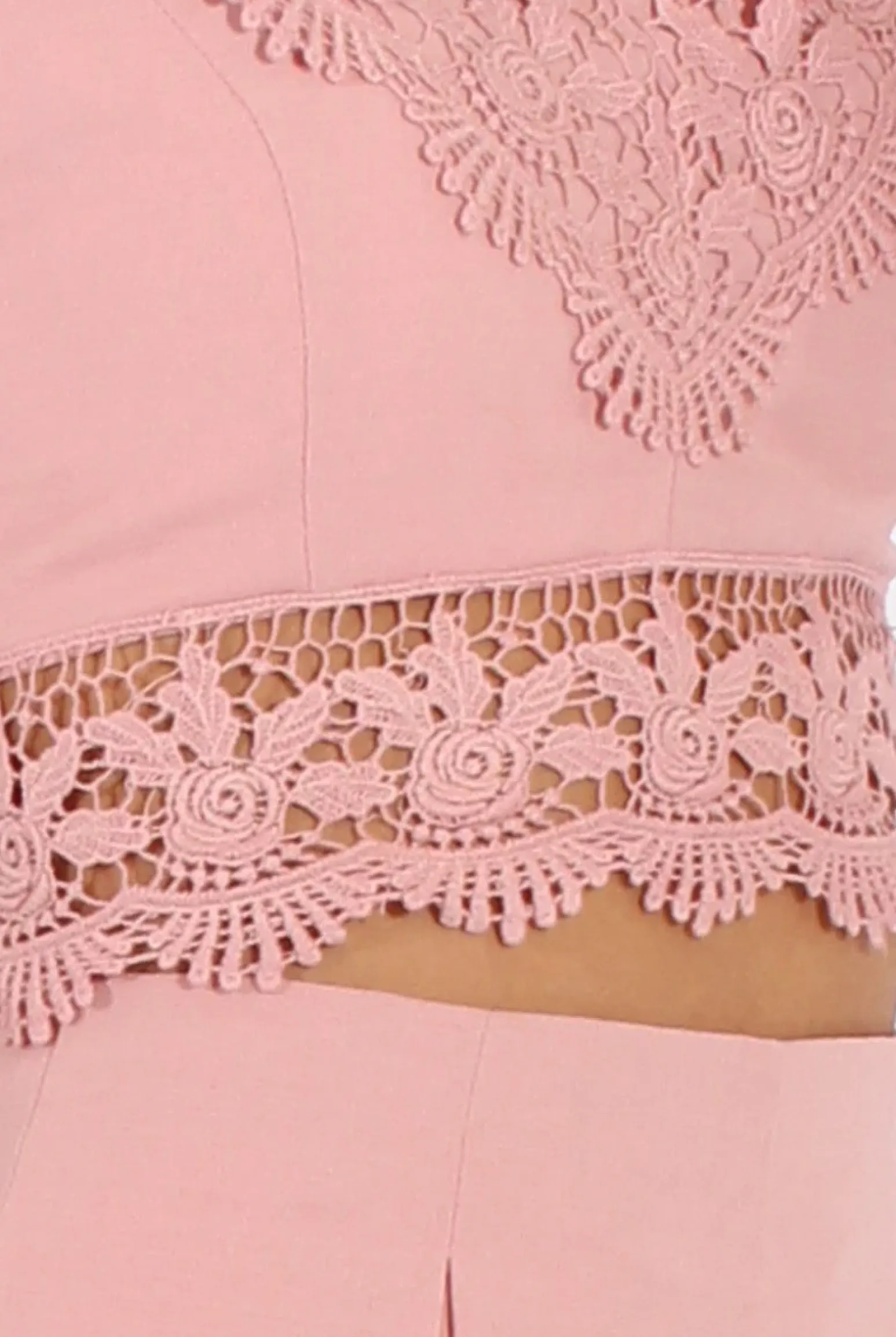 Rebellious Fashion Pink Crochet Detail Co-ord - Carlita