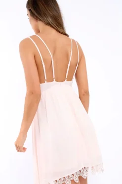 Rebellious Fashion Pink Crochet Summer Dress - Mariam