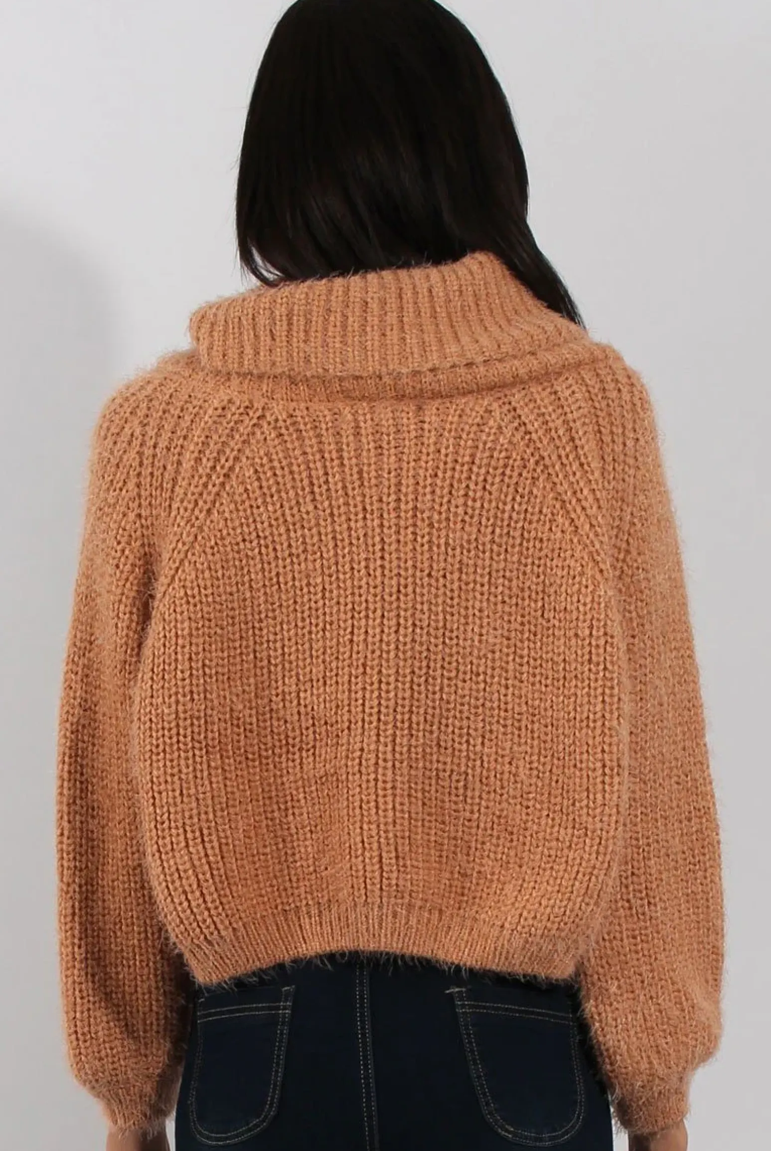 Rebellious Fashion Pink Cropped Roll Neck Jumper - Sophia