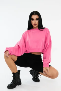 Rebellious Fashion Pink Cropped Sweatshirt - Kieva