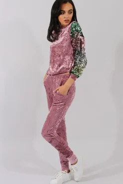 Rebellious Fashion Pink Crushed Velvet Jumper - Rainie