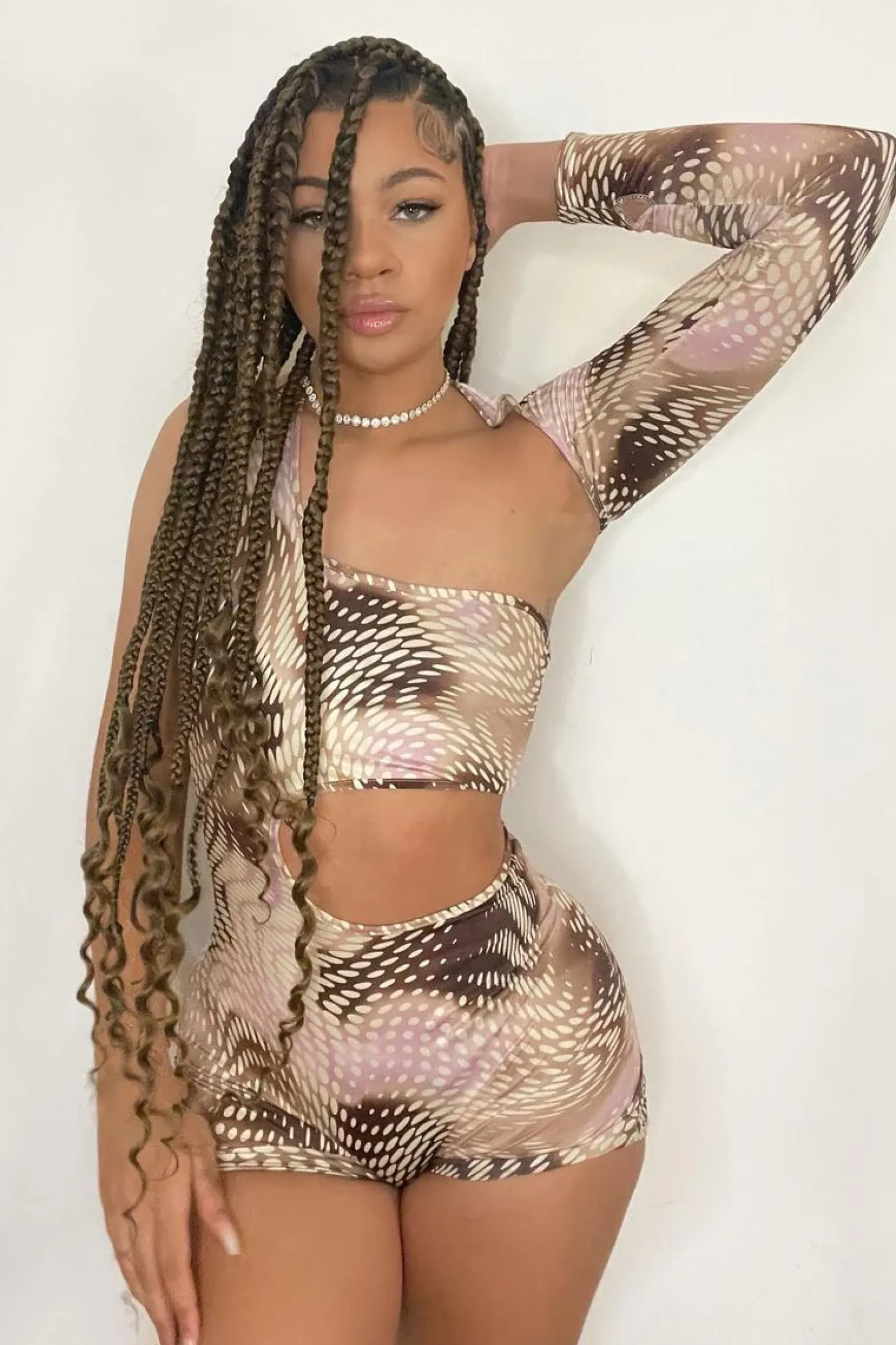 Rebellious Fashion Pink Cut Out Spot Print One Sleeve Playsuit - River