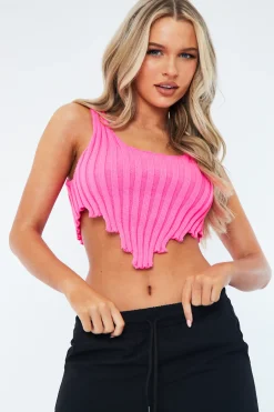 Rebellious Fashion Pink Distressed Knit Crop Top - Dani
