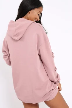 Rebellious Fashion Pink Distressed Oversized Hoodie - Khloe