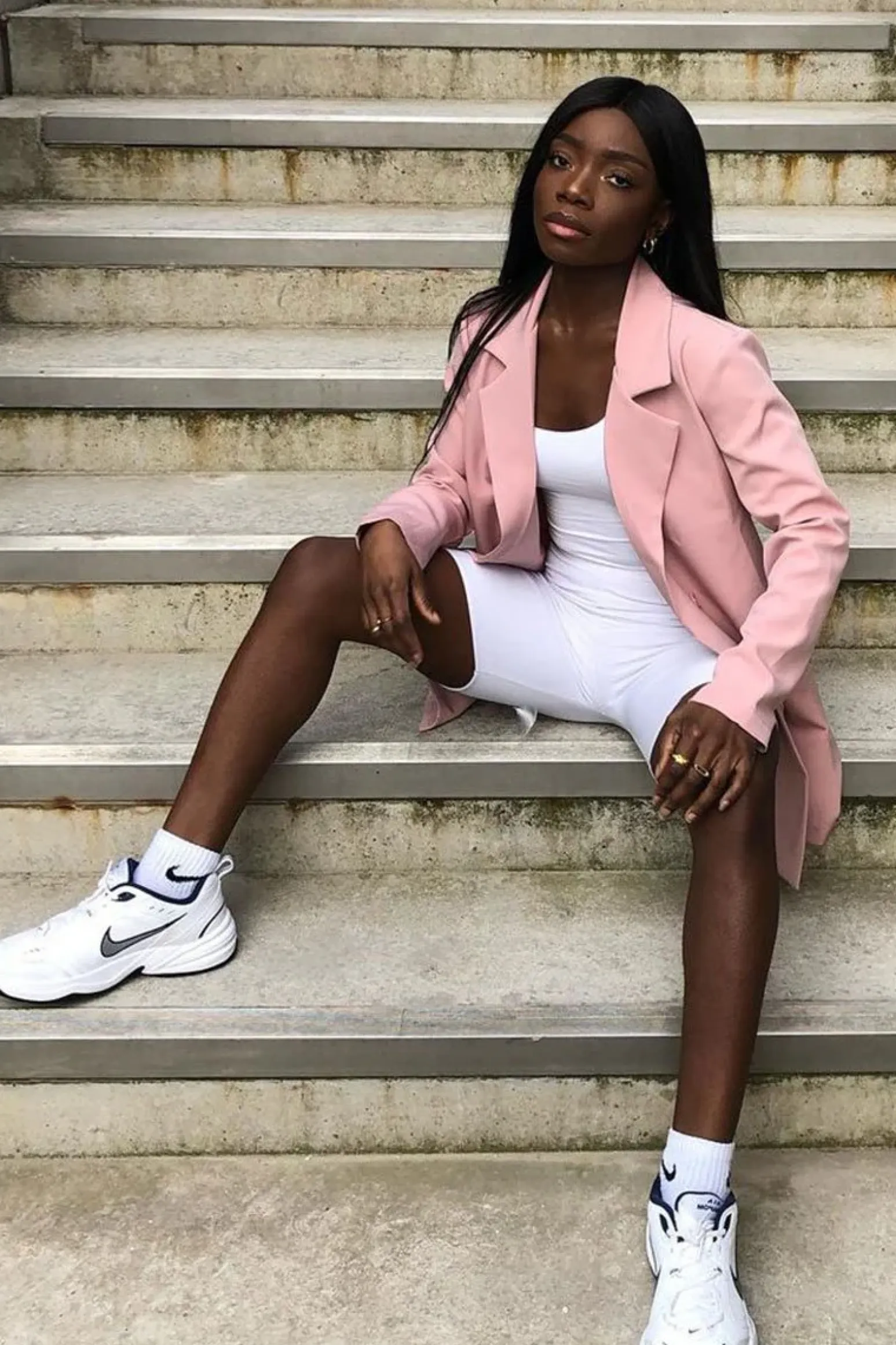 Rebellious Fashion Pink Double Breasted Longline Blazer - Izelle